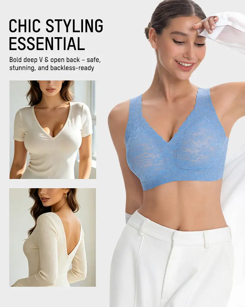 Wireless Lace Cami Bra with Built-In Cups & Seamless Minimizer Fit