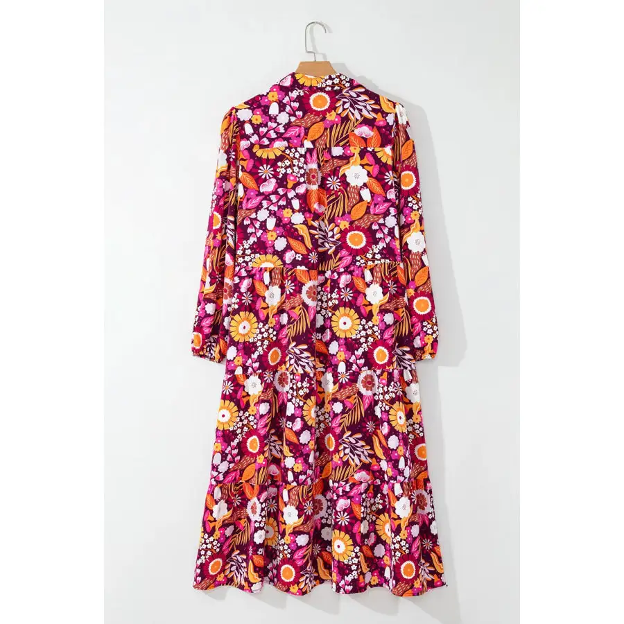 Johnny Collar Long Sleeve Midi Dress