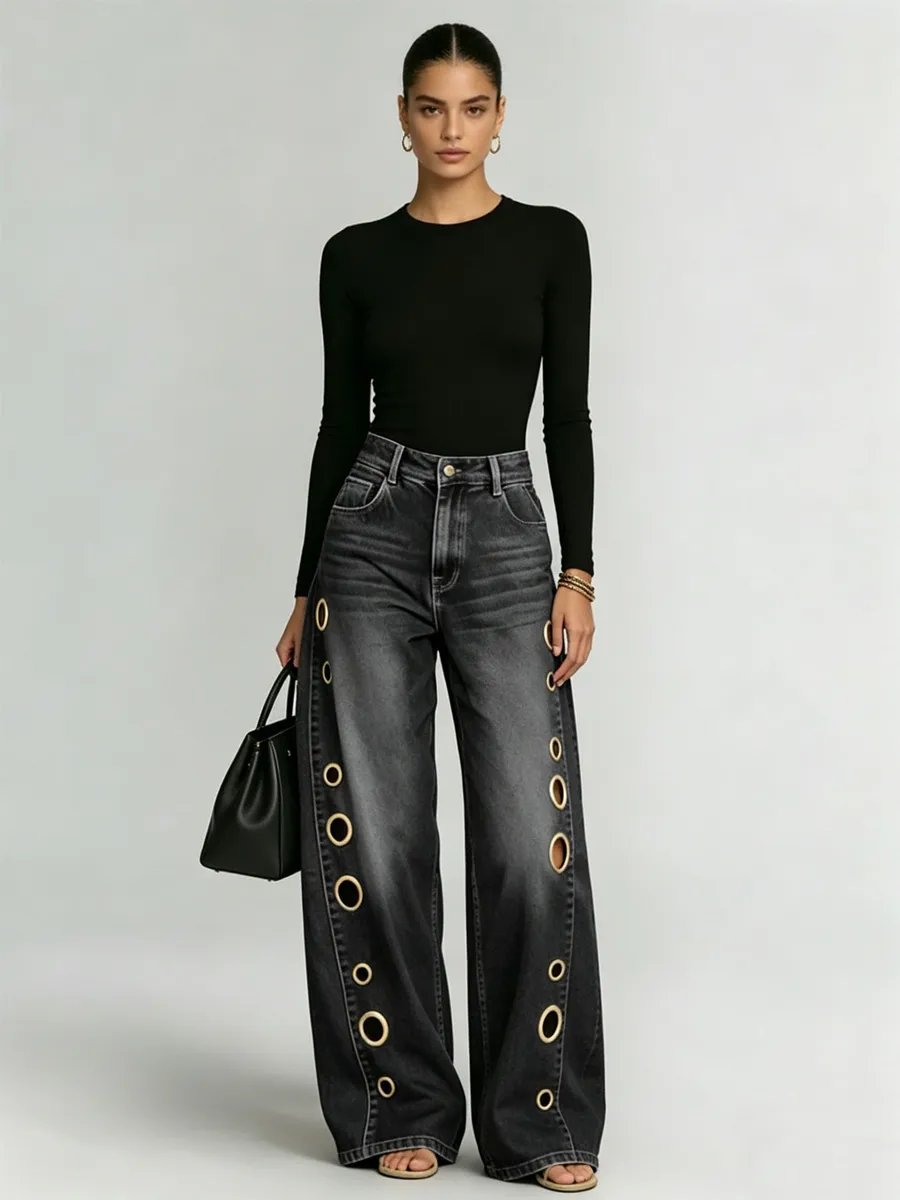 Lana Metal-Eyelet Jeans
