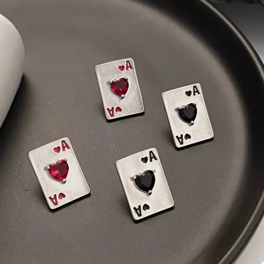 Poker Card Ace of Hearts Stud Earrings