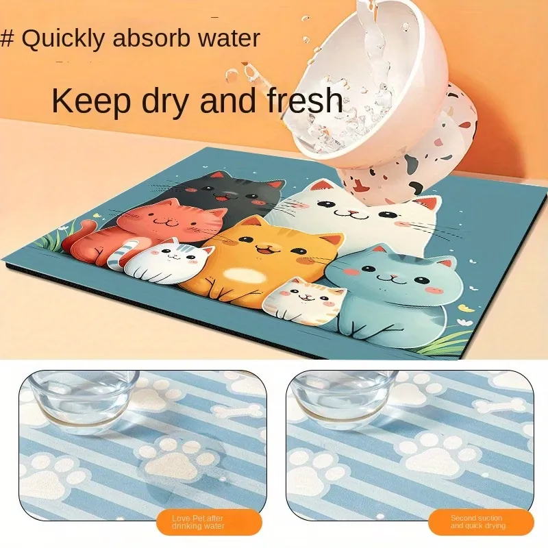 Cute Cat Pet Feeding Mat