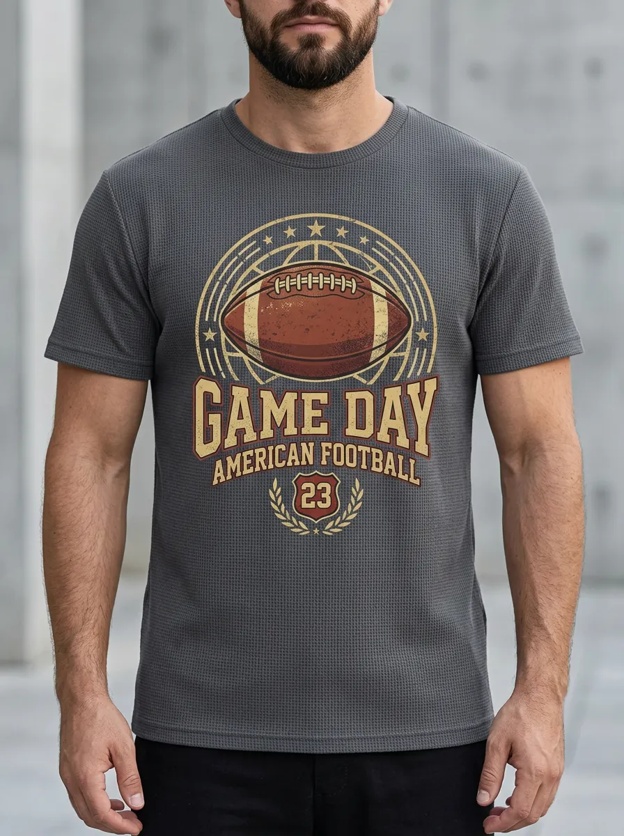 Men's American Football Game Day Vintage Printed T-Shirt