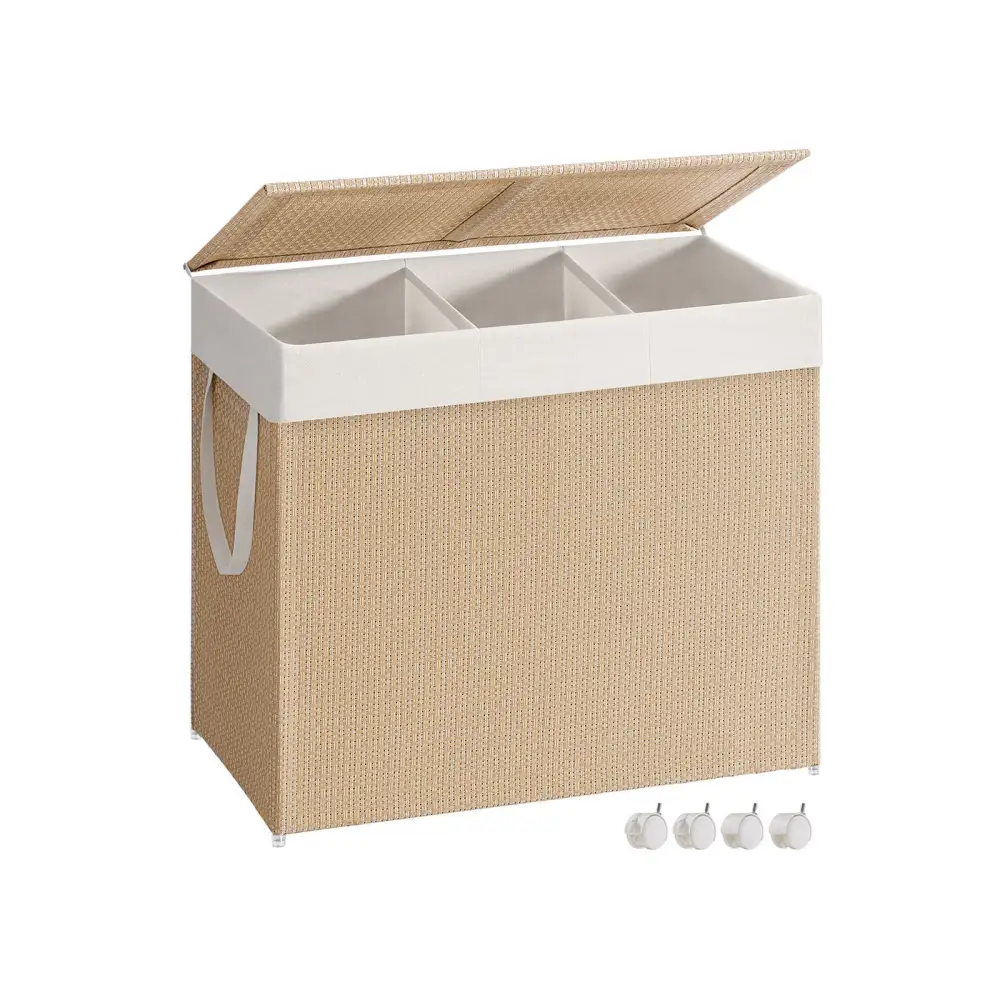 Triple Compartment Divided Laundry Sorting Hamper