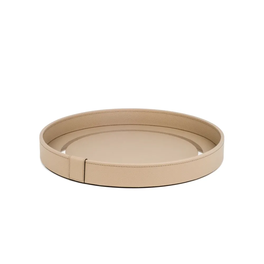Woven Calfskin Leather Round Tray