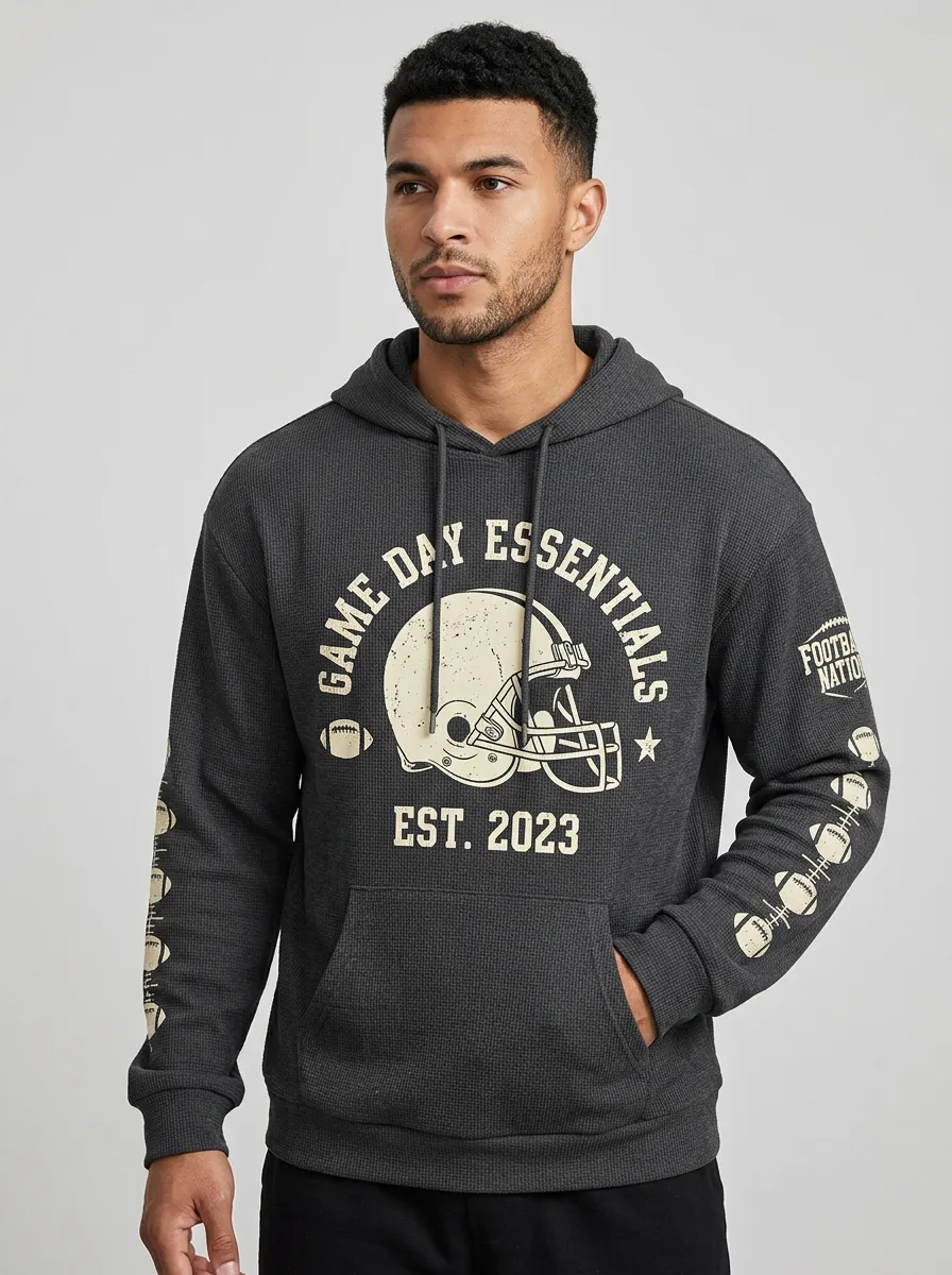 Men's Football Game Day Helmet Graphic Printed Hoodie