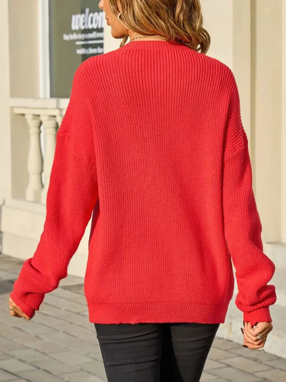 Buttoned Ribbed Knit Cardigan