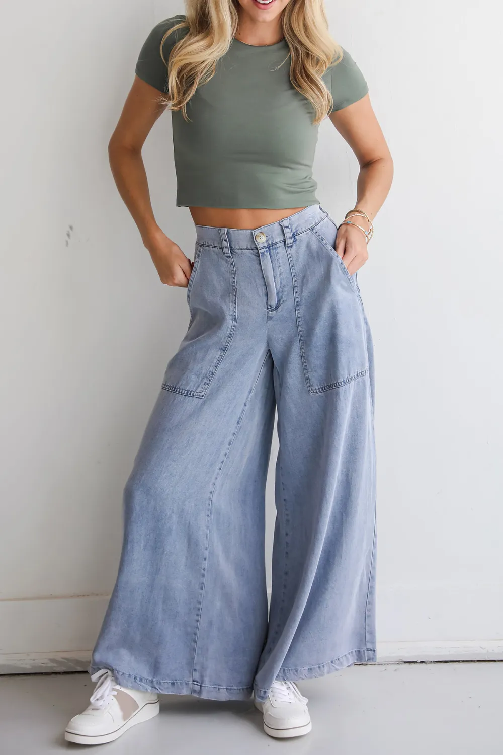 Denim Wide Leg Pants