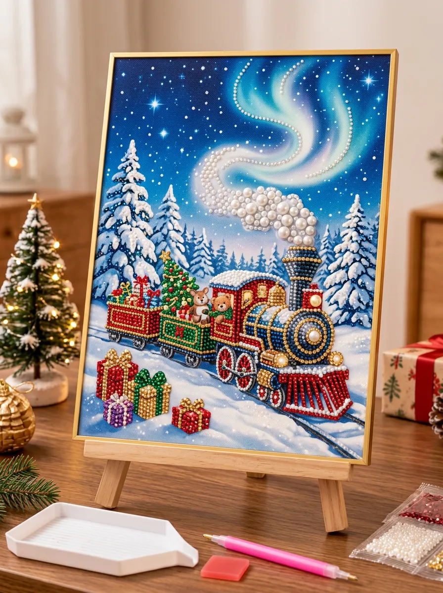 Aurora Train Bear Gift Christmas DIY Diamond Painting Kit