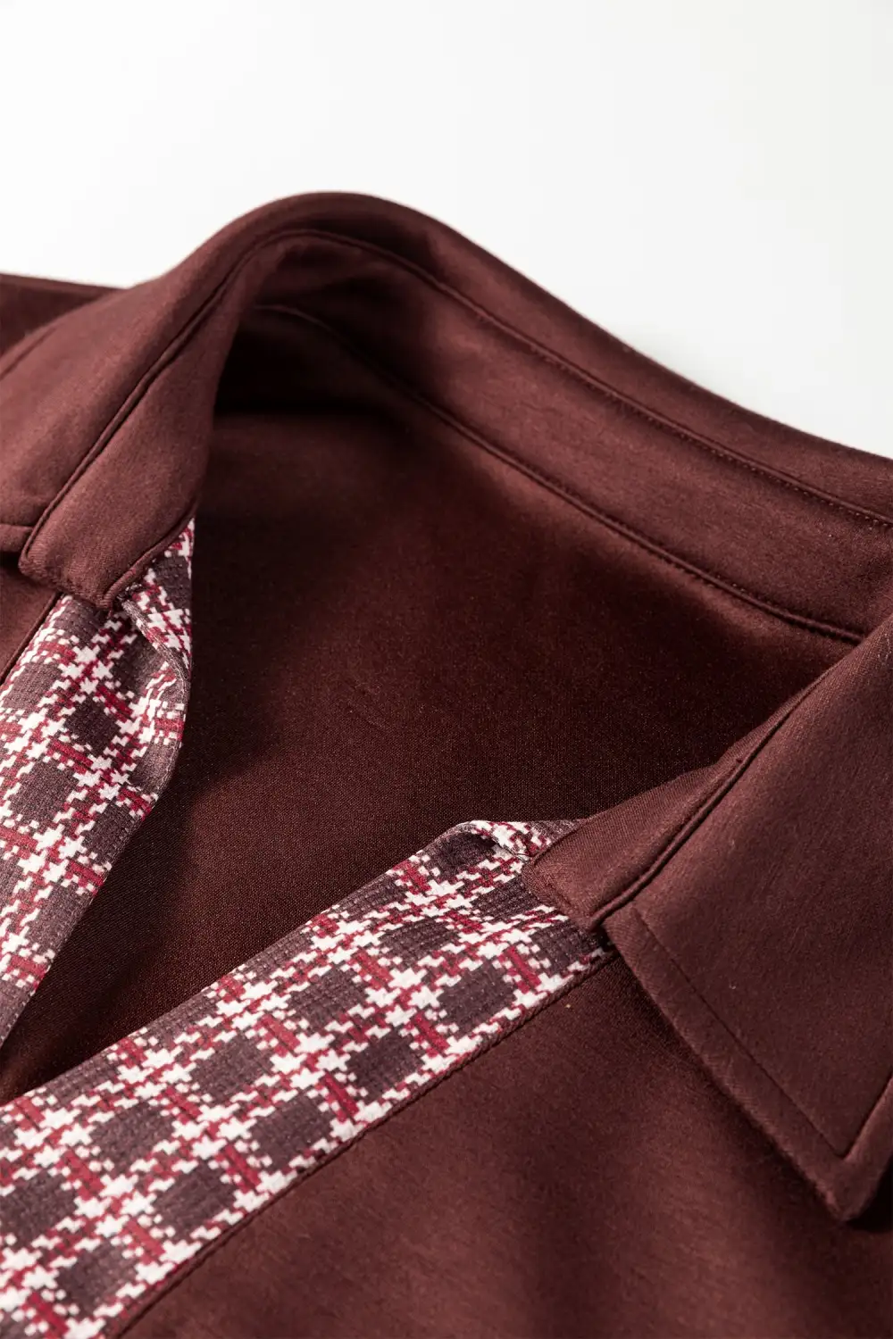 Plaid Patchwork Collared Mini Dress