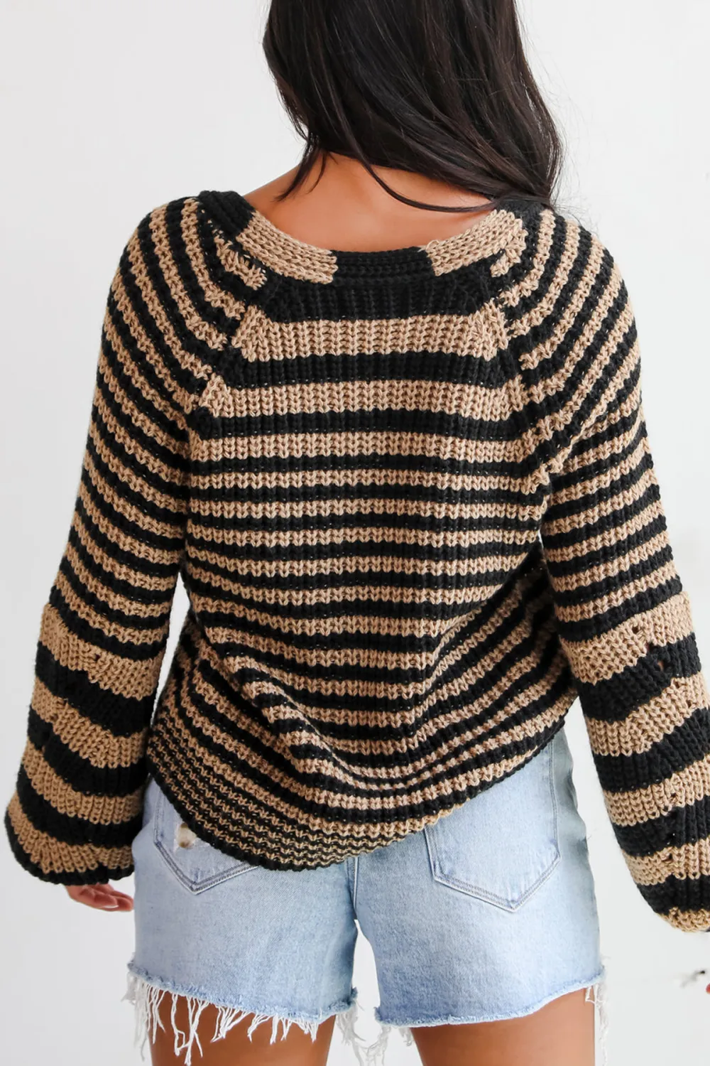 Black Striped Sweater Cardigan