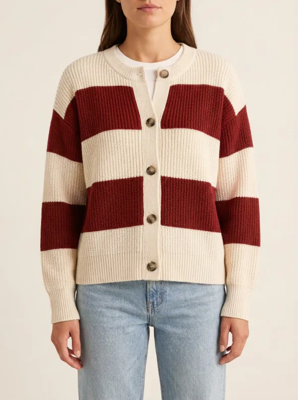 Everyday Distinctive Rugby Striped Knit Cardigan
