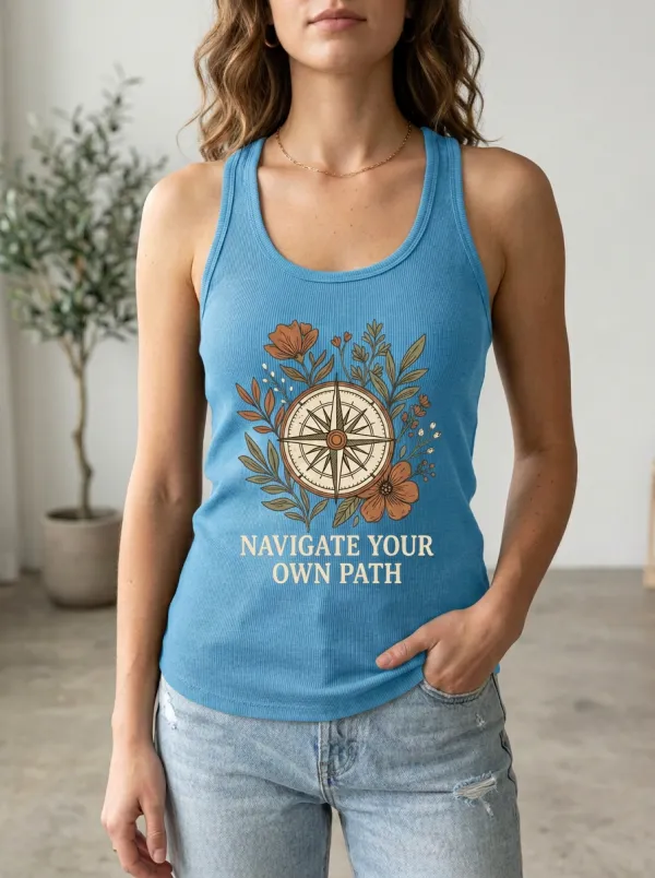 Adventure Compass Floral Navigate Your Own Path Tank Top