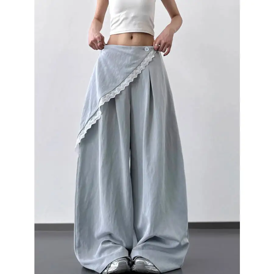 Classic Lace Detail Wide Leg Pants