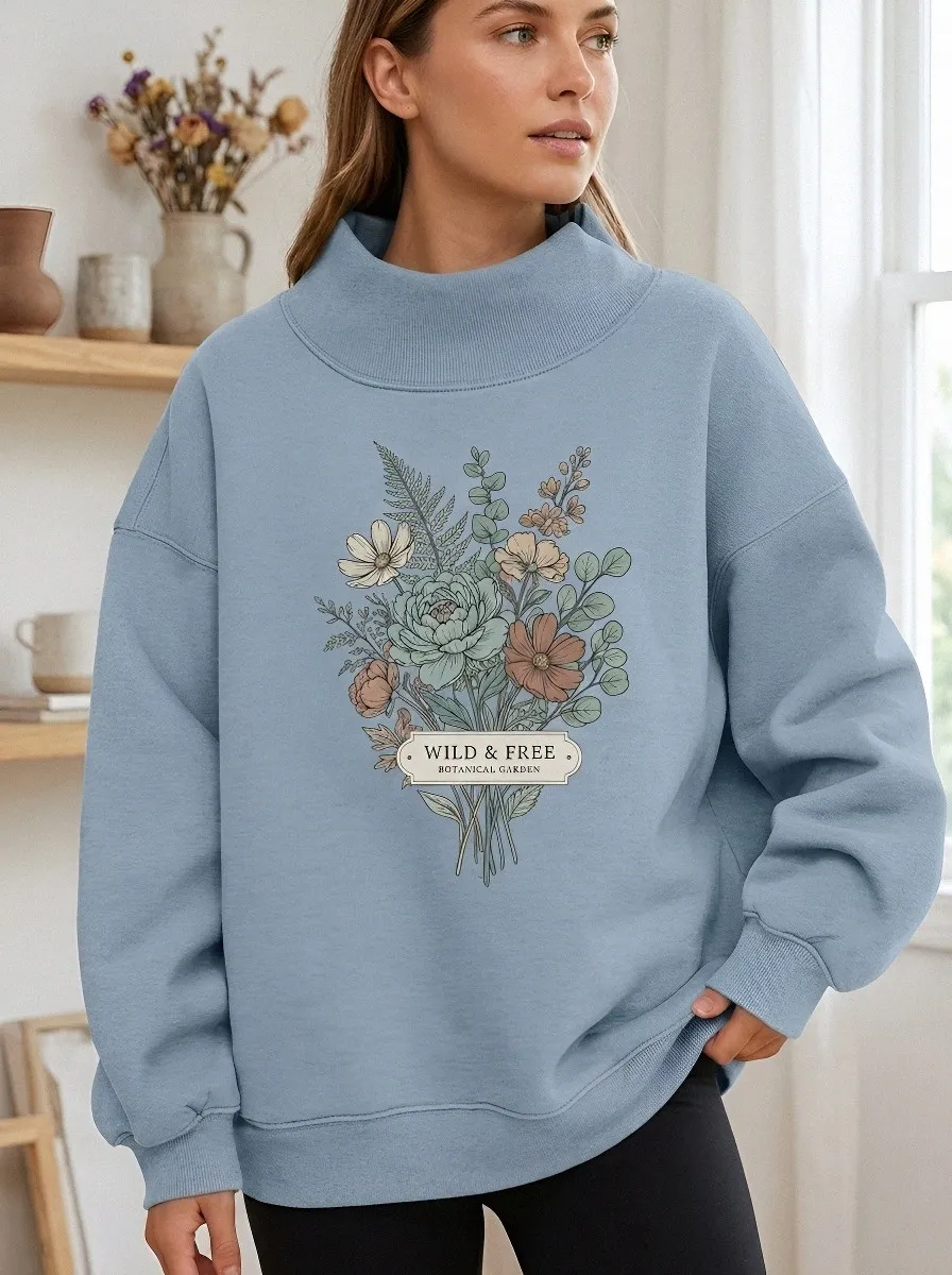 Women's Wild Botanical Garden Floral Printed Sweatshirt