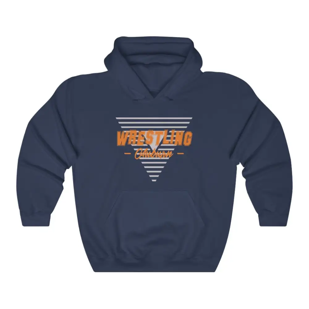 Soft Fleece Triangle Emblem Wrestling Graphic Pullover Hoodie
