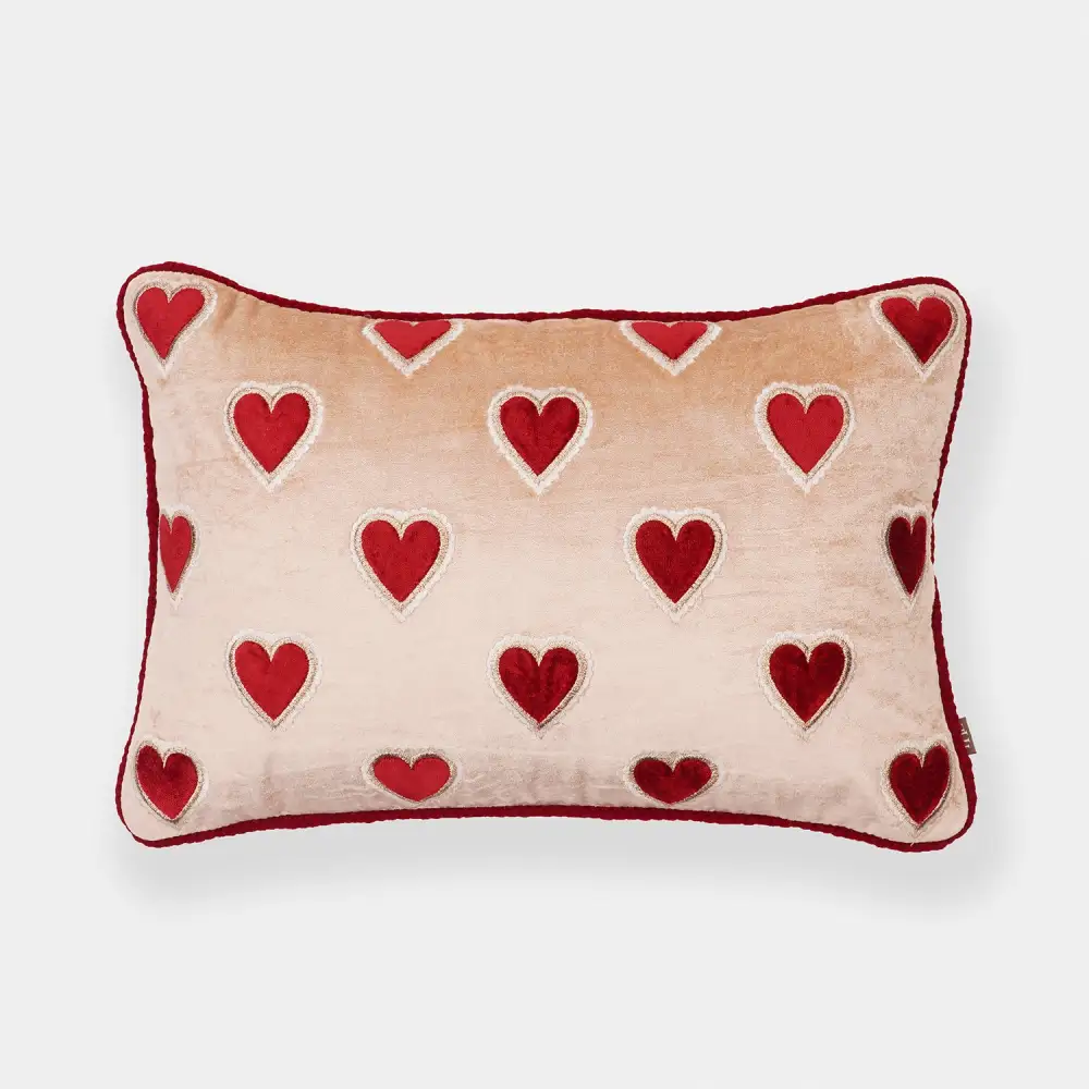 Pink Red Applique Cushion Cover