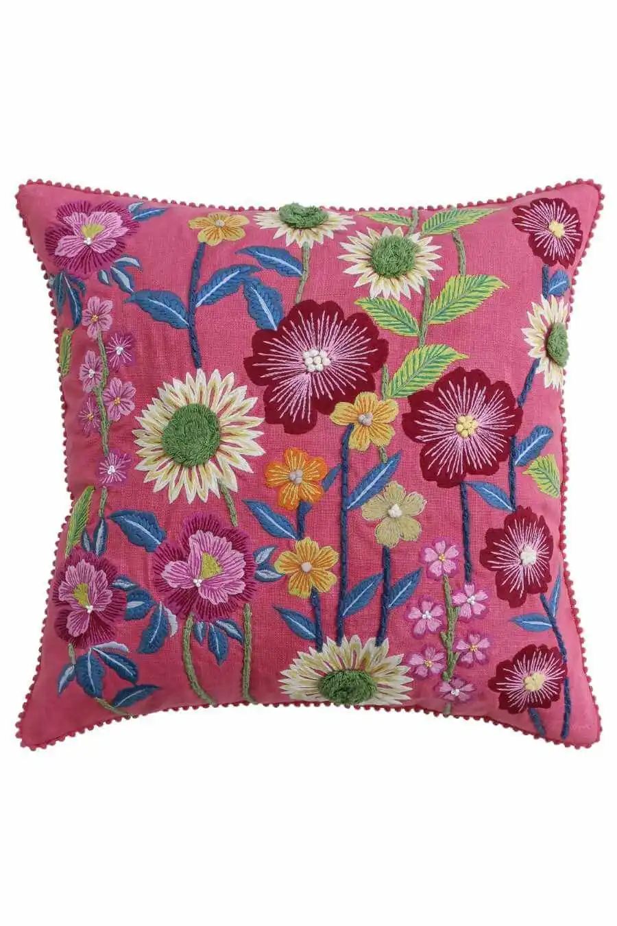 Refined Detail Embroidered Cotton Decorative Cushion Cover
