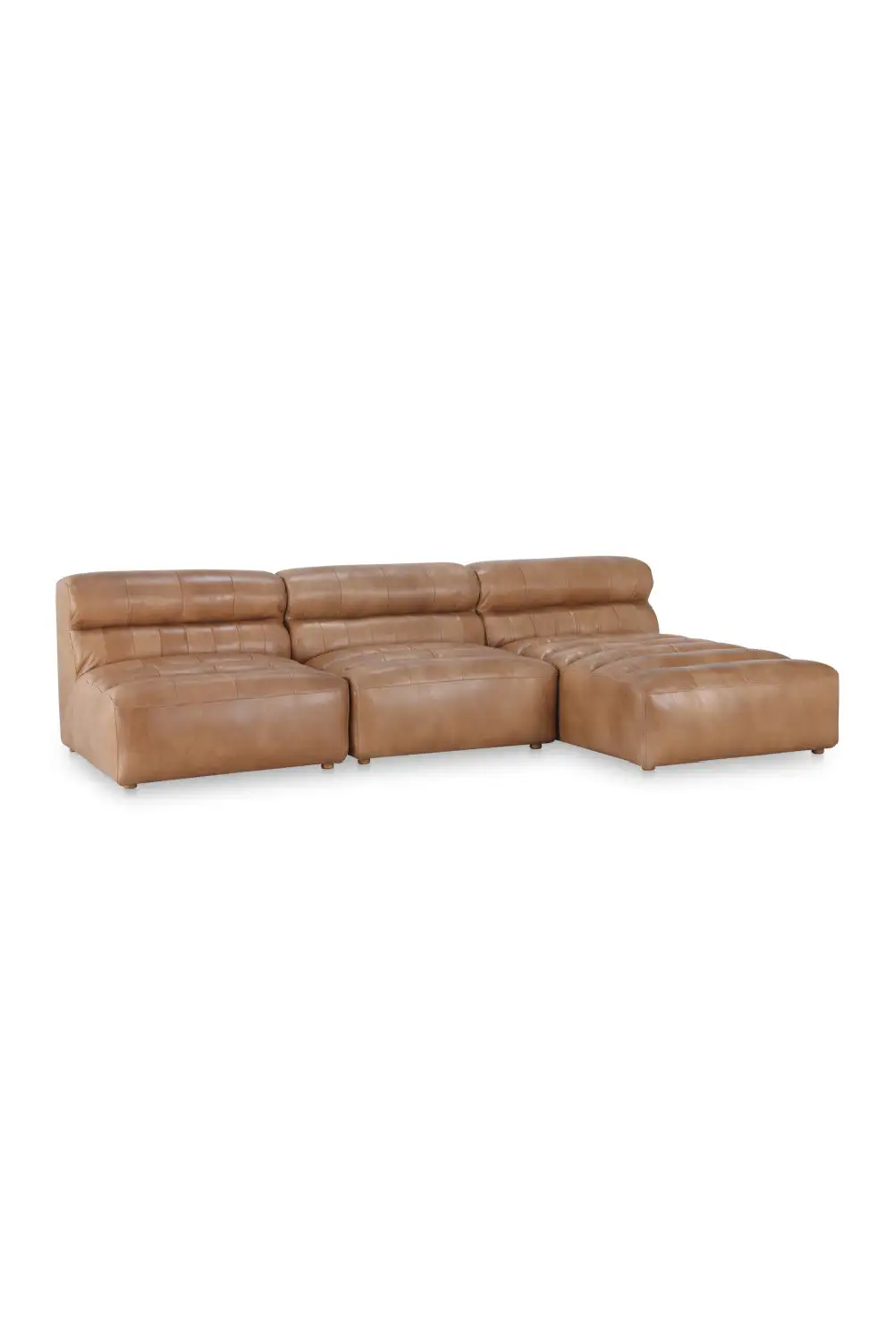 Sectional Ribbed Leather Sectional Sofa