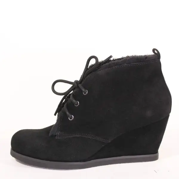 Suede Wedged Ankle Boots
