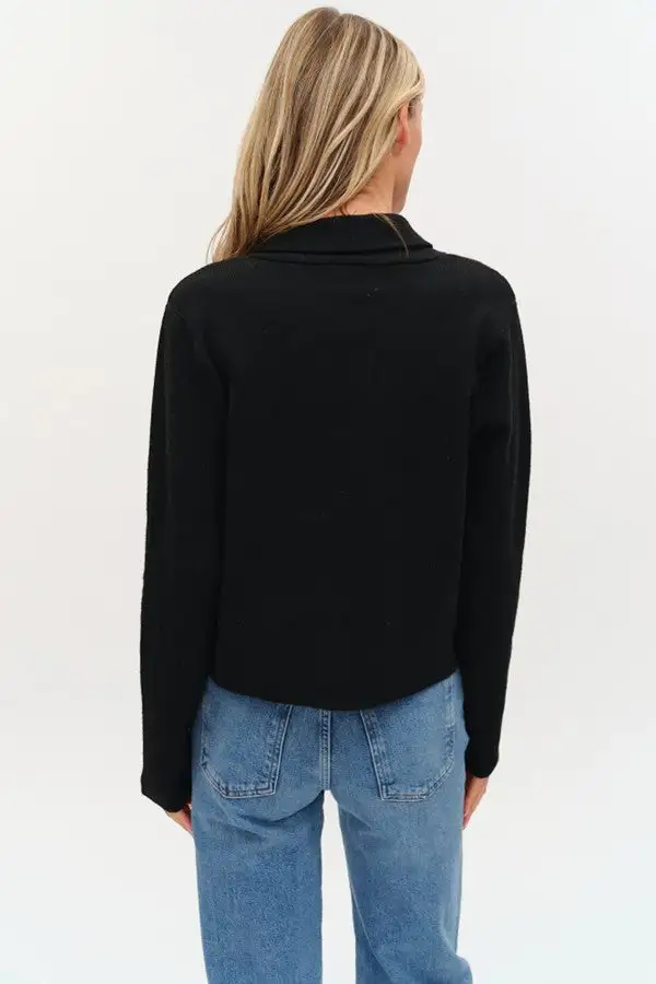 Black Minimalist Gold-Button Blazer