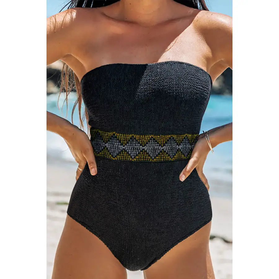 Women's Sleeveless Geometric One-Piece Swimsuit