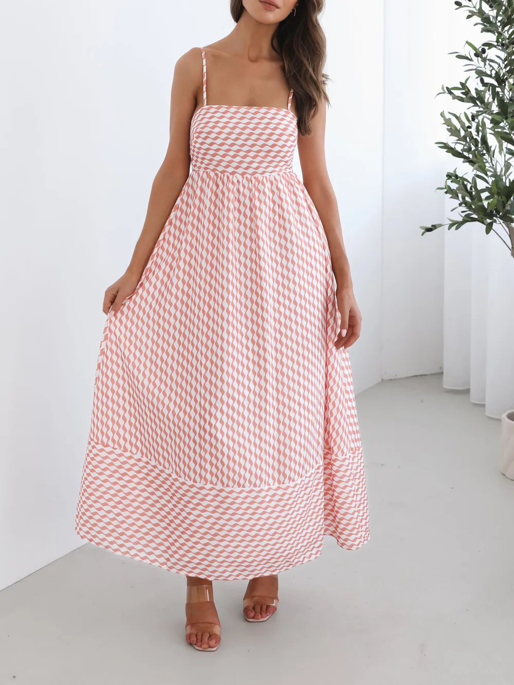 Orange Print Casual Style Dress