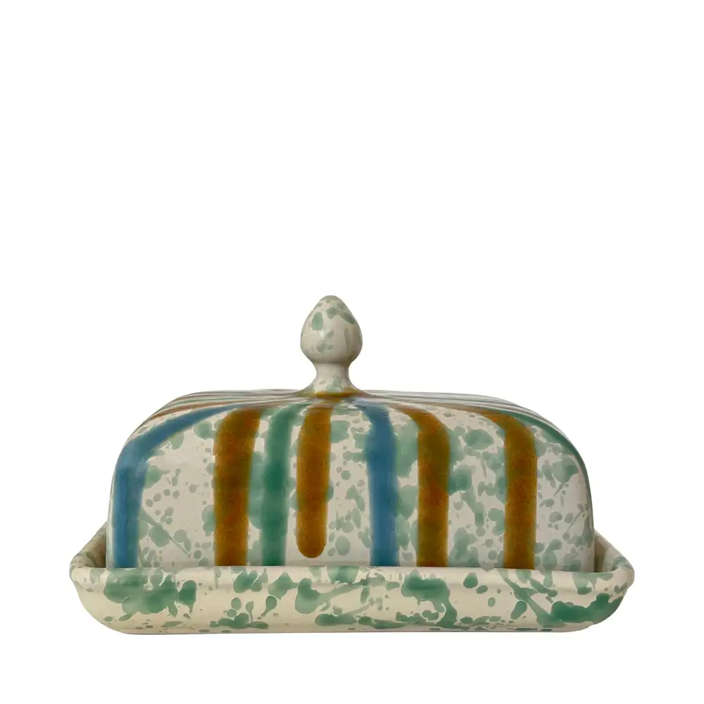 Hand-Painted Ceramic Butter Dish