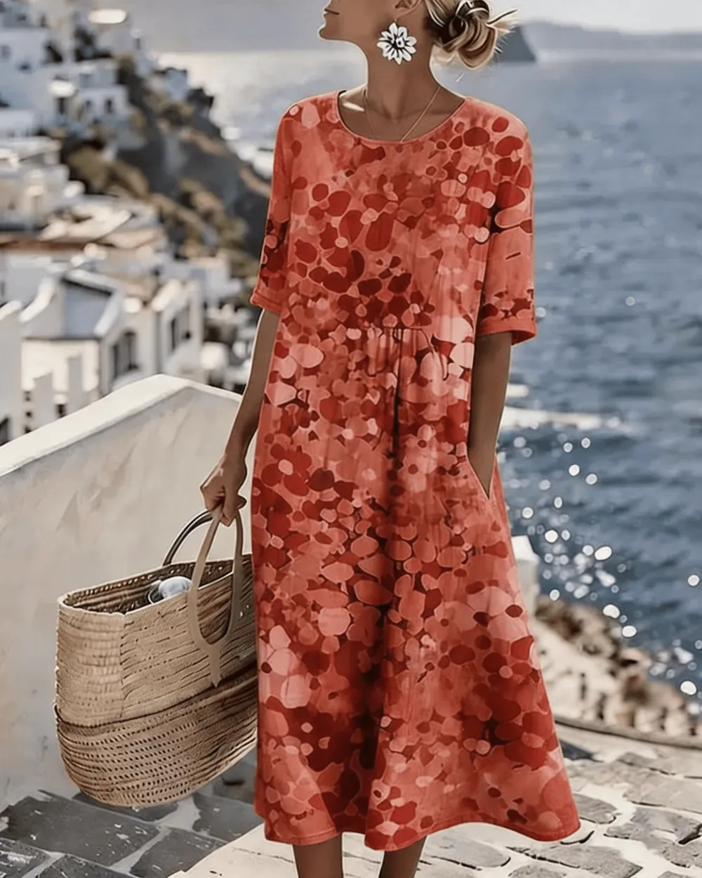 ✨Hot Sale ✨50% OFF ✨Colour Bloom Watercolor Milk Silk Dress
