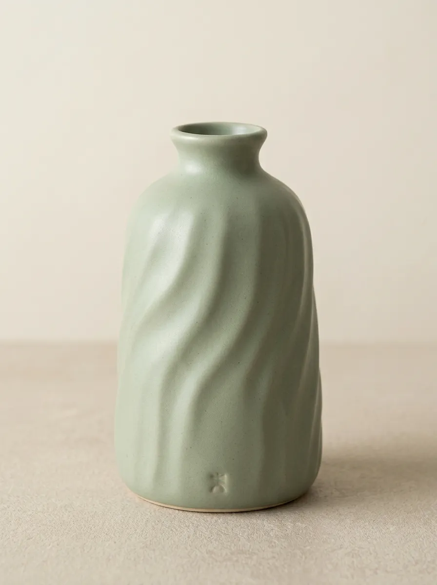 Minimalist Swirl Textured Ceramic Vase