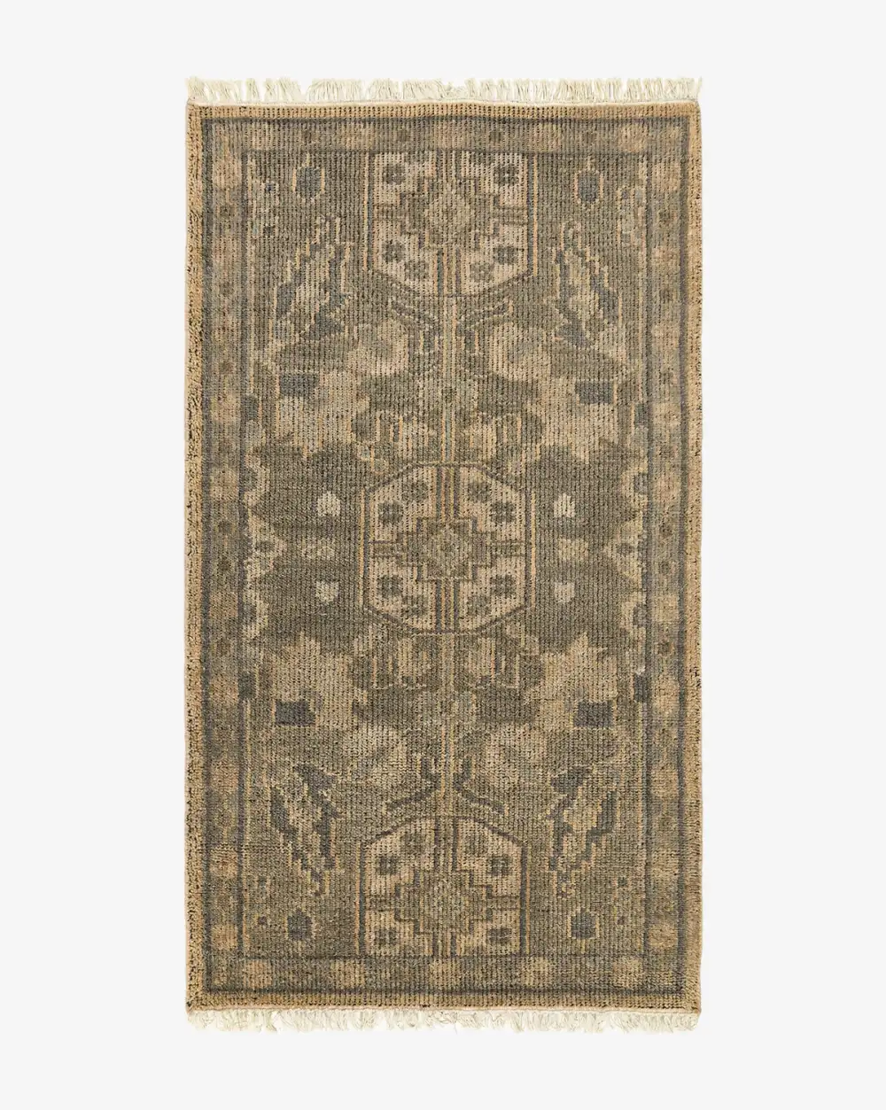 Bordered Hand-Knotted Wool Area Rug