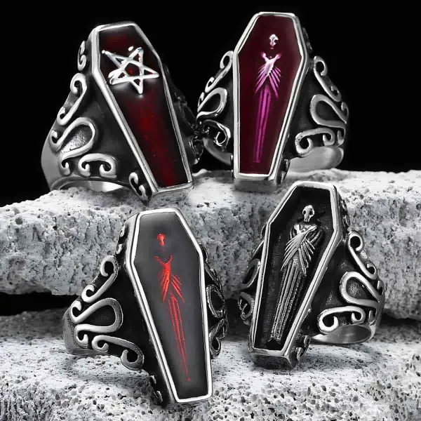 Men's Statement Vampire Coffin Ring