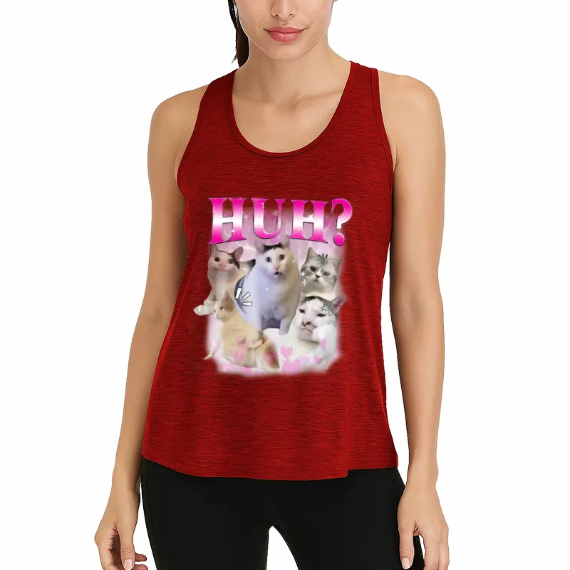 Huh Funny Cat Meme Athletic Tank