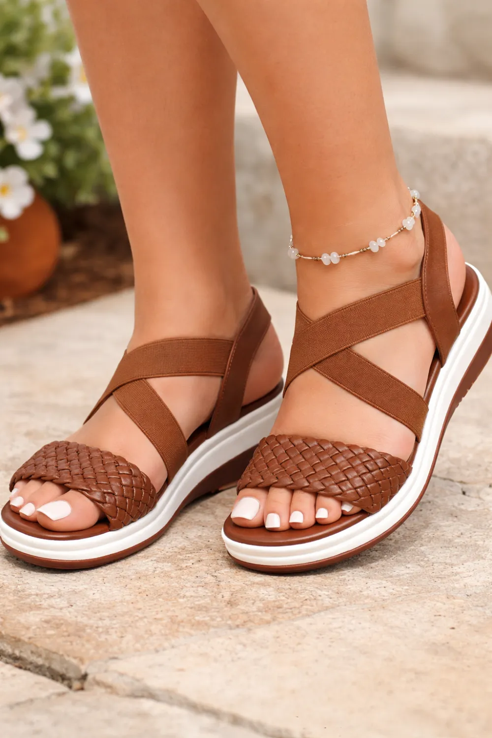 Criss Cross Slope Sandals