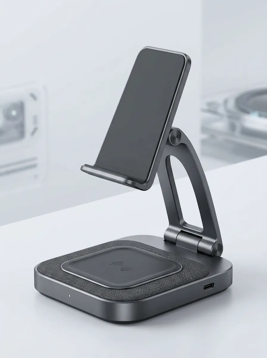 Foldable Stand Fabric-Textured Wireless Charger
