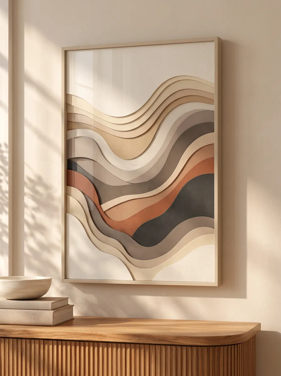 Modern Abstract Wavy Layered Printed Wall Art