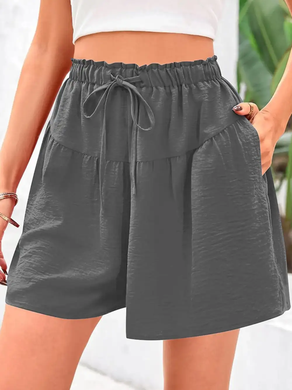 Pull On Drawstring Waist Shorts