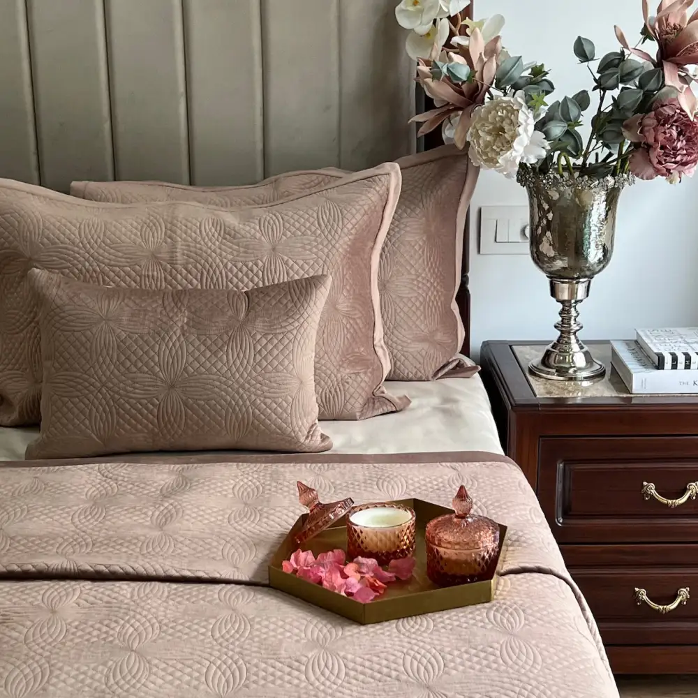 Buff Velvet Bedspread