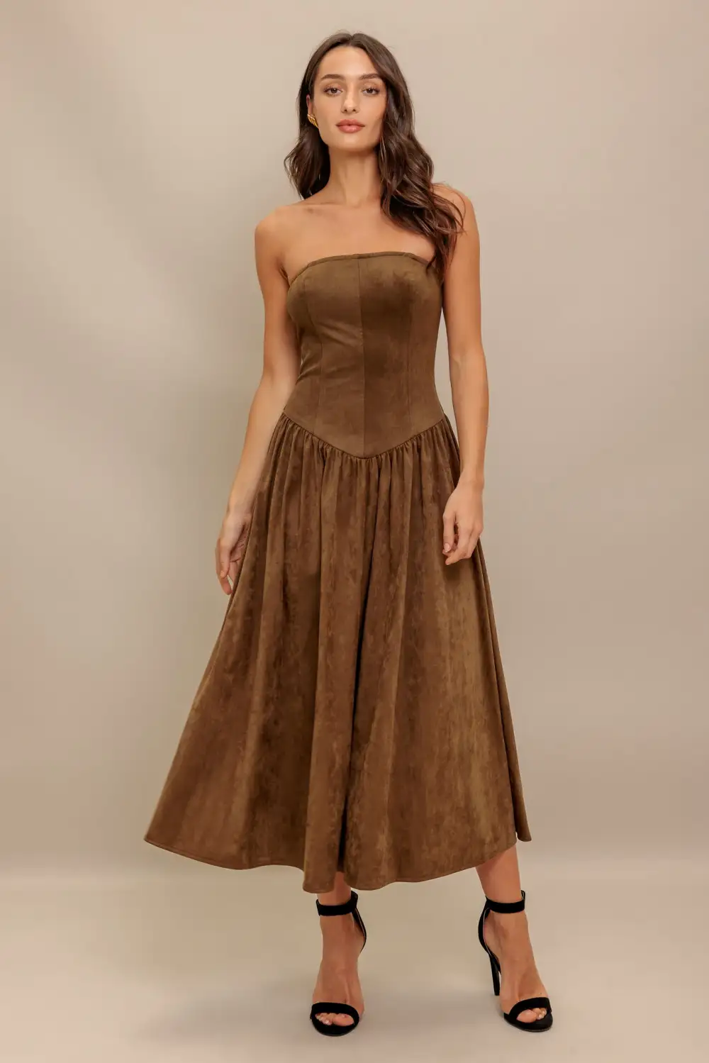 Modern Strapless Midi Dress