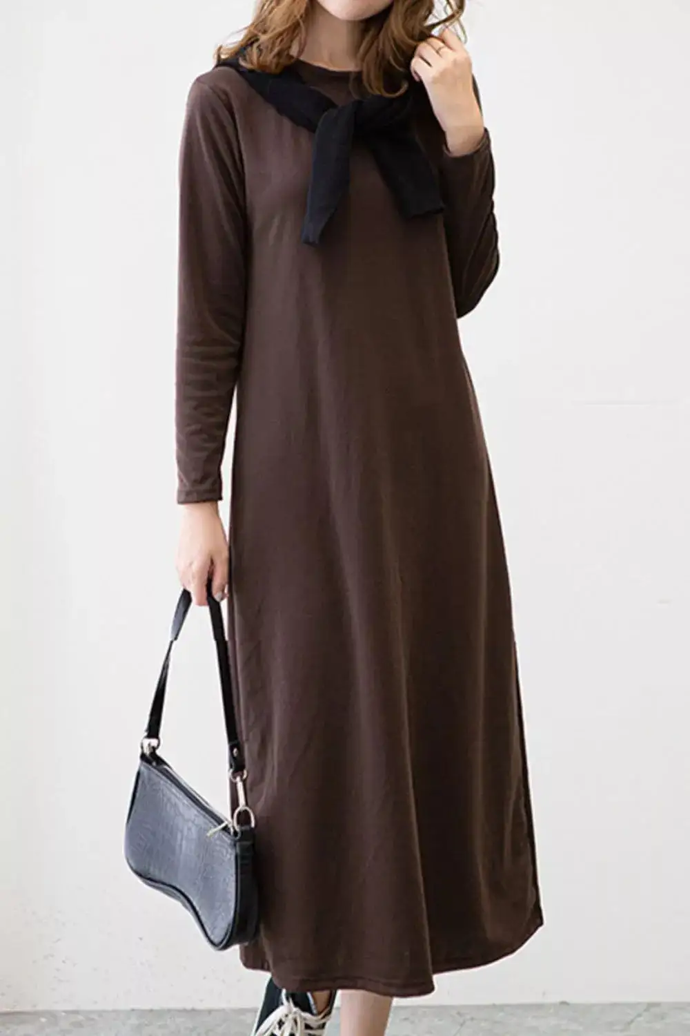 Casual Long Sleeve Midi Dress