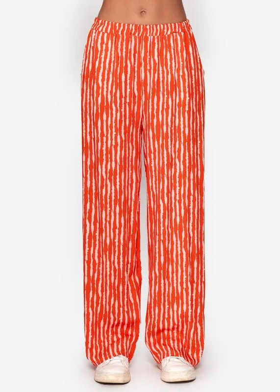 Orange Satin Striped Pants