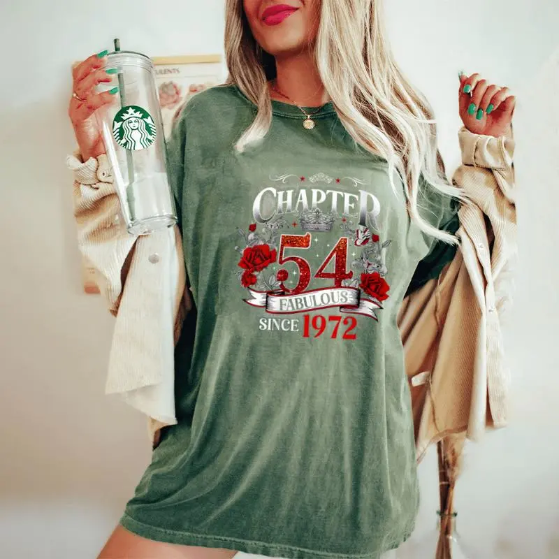 Chapter 54 Fabulous Since 1972 Roses 54th Birthday Women Women's Oversized Comfort Colors T-Shirt