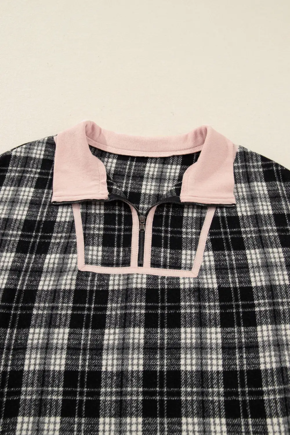 Lightweight Feel Plaid Zip Front Long Sleeve Mini Dress