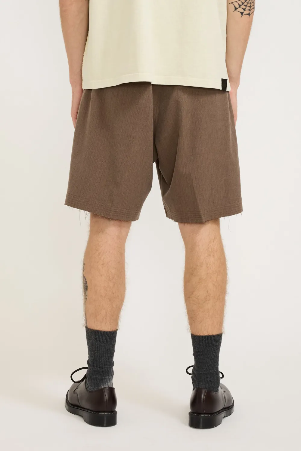 Brown Textured Casual Short Pants
