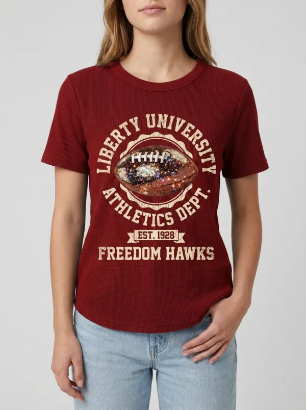 Women's Sport Inspired Gridiron Ball Crewneck T-Shirt