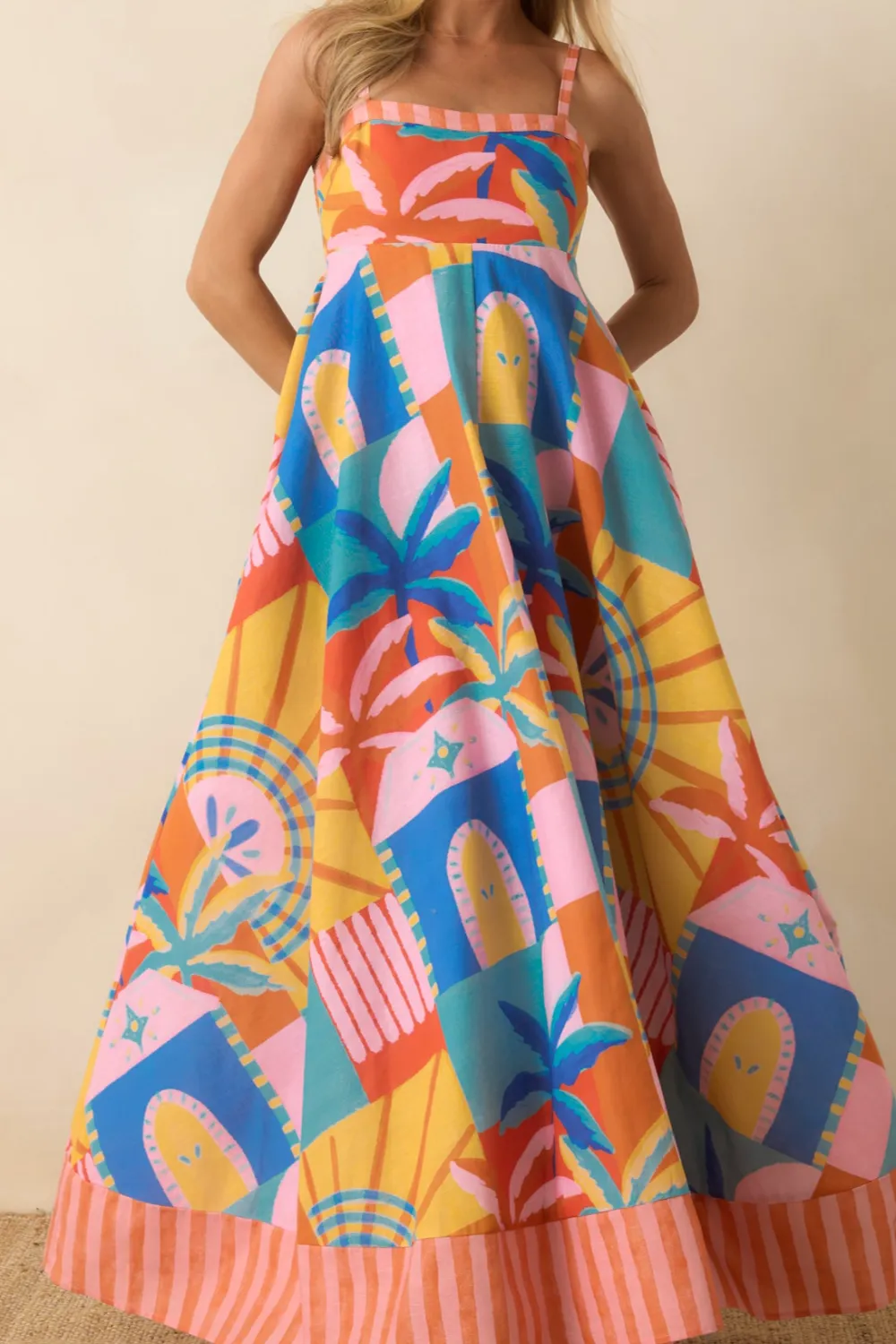 Multiple Patterns Maxi Dress