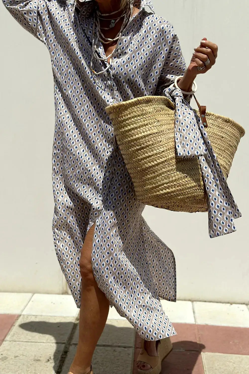 Three-Quarter-Sleeve Casual Dress