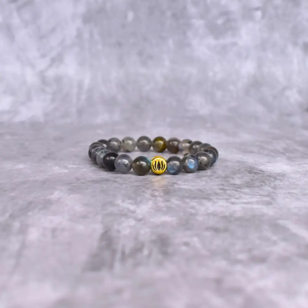 Lotus Labradorite Bead Bracelet