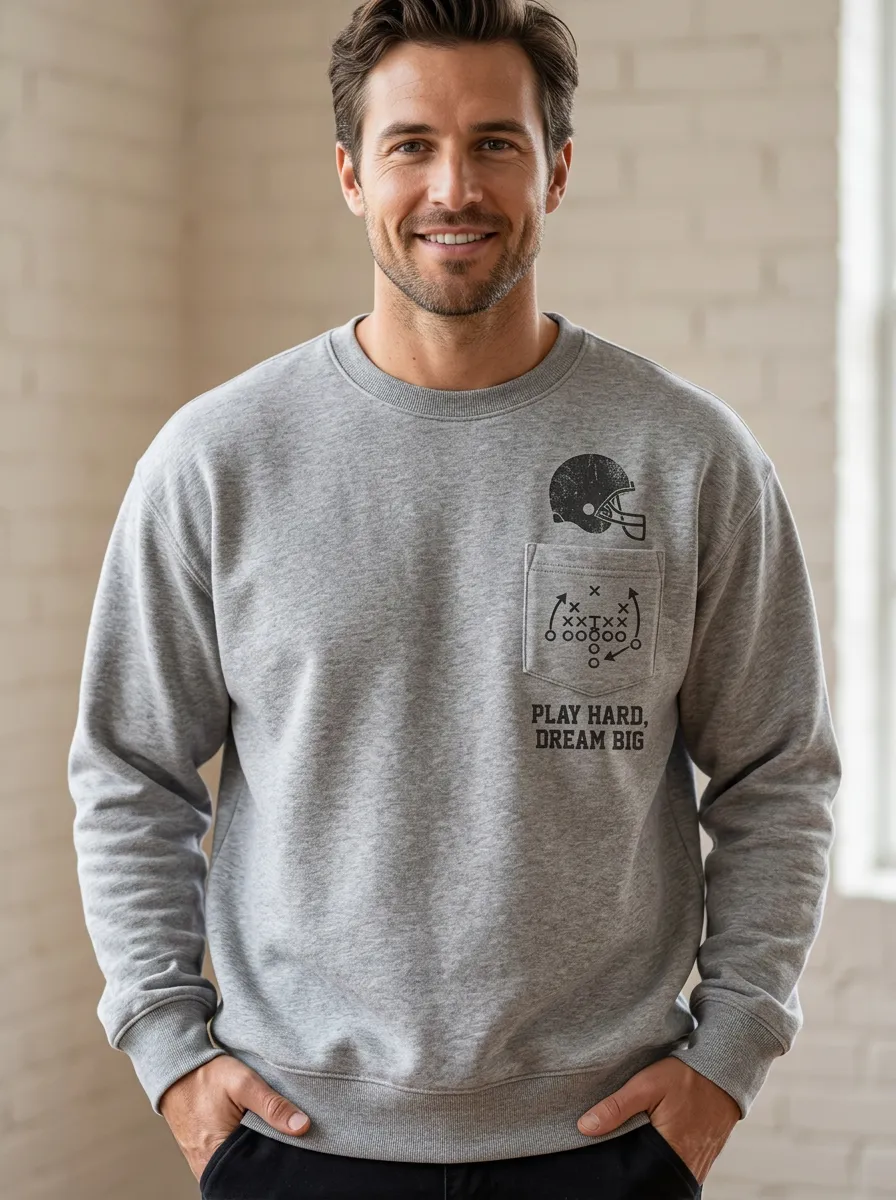 Men's Football Lover Play Hard Dream Big Helmet Printed Sweatshirt