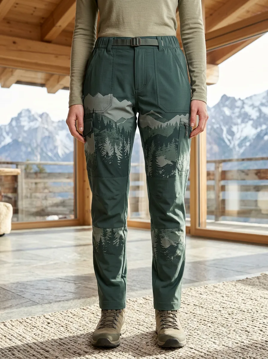 Women's Hiking Lover Mountain Forest Printed Cargo Pants
