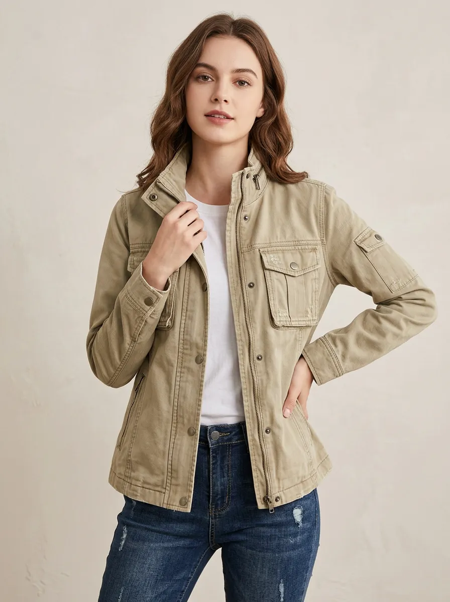 Utility Field Zip-Front Women's Casual Jacket